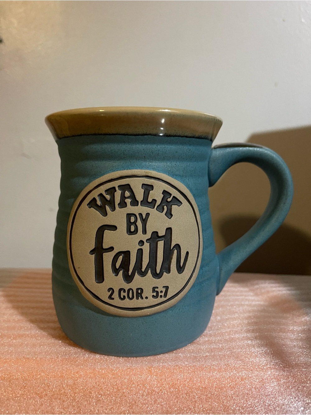 Walk By Faith Blue Ceramic Mug